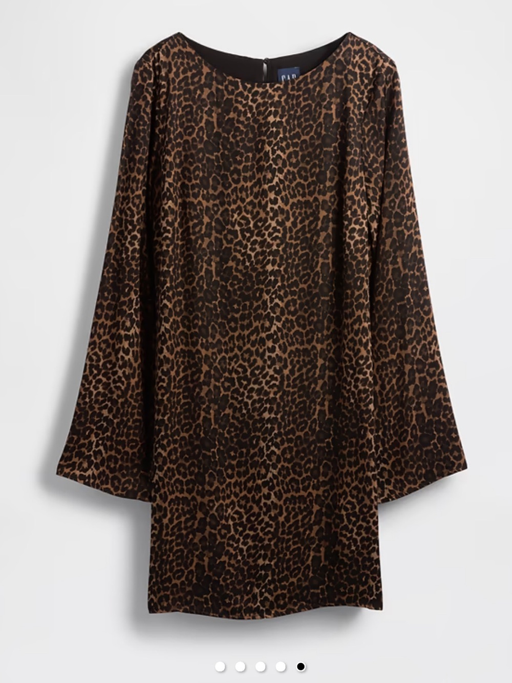 GAP Leopard Boatneck Mini Shift Dress Long Sleeve XS Petite